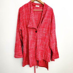 Krista Larson Drawstring Silk Jacket in Poppy Red One Size